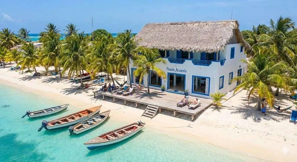 posada acuarela en los roques